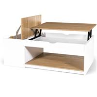 Fenix table basse relevable coffre de rangement bois et blanc