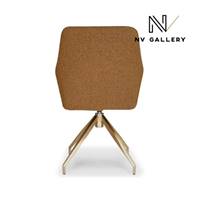 Olivier chaise de bureau rotative en tissu bouclé marron et métal doré
