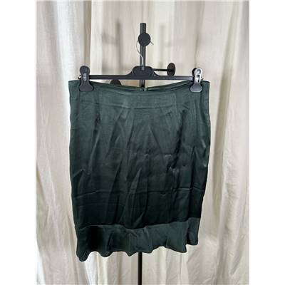Jupe mi-longue verte en satin - T42
