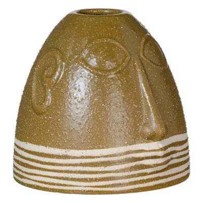 Brun vase marron céramique visage abstrait