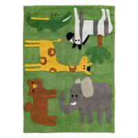 Suivre grand tapis animaux vert en coton