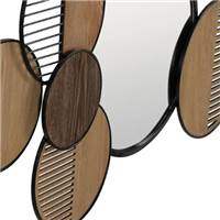 Aenor décoration murale miroir rond bois naturel et noir