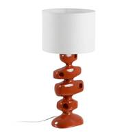 Vinus lampe de table en résine terracotta et abat-jour lin blanc H78cm