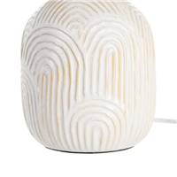 Frico lampe de table en céramique blanc dessin arc et abat-jour lin