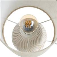 Frico lampe de table en céramique blanc dessin arc et abat-jour lin