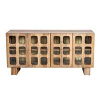 Nova buffet 4 portes en bois de manguier et verre