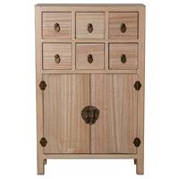 Komo meuble d'entrée en bois naturel 6 tiroirs 2 portes H100cm