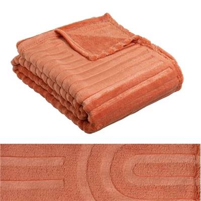 Zoa plaid en flanelle relief terracotta 130x160
