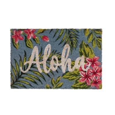 Hawaii tapis en fibre de coco bleu ALOHA 60x40cm