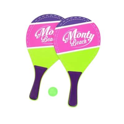 Set de 2 raquettes roses en bois et balle