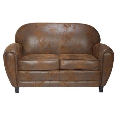 Westfild canapé 2 places en tissu microfibre marron vieilli