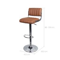 Isak chaise de bar réglable et pivotante en cuir synthétique marron H61