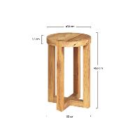 Farmer tabouret rond en bois de teck recyclé H45,5