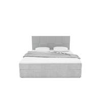 Paollo lit boxspring 140x200 avec rangement en velours gris clair et surmatelas