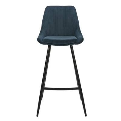 Bari chaise de bar velours côtelé bleu foncé H74cm