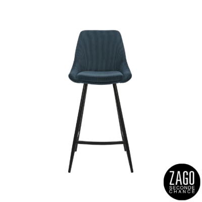 Bari chaise de bar en velours côtelé bleu H67