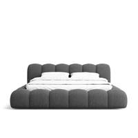 Cotton lit 180x200 avec rangement en tissu texturé gris anthracite