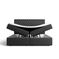 Sturami lit 160x200 Boxspring avec fonction rangement en PU Noir