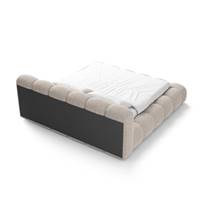 Cotton lit 180x200 avec rangement en tissu texturé beige