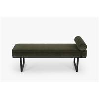 Poly banc en fer noir et tissu vert