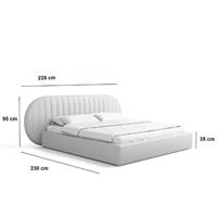 Elizeb lit 180x200 avec rangement en tissu texturé beige