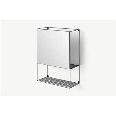 Calypso étagère murale avec miroir, métal noir