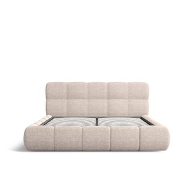 Lorea lit 160x200 avec rangement en tissu texturé beige