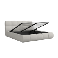 Lorea lit 180x200 avec rangement en tissu texturé gris clair