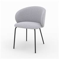 Nalon chaise en tissu gris clair chiné pieds métal noir