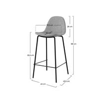 Vladi chaise de bar en tissu gris clair H65,5
