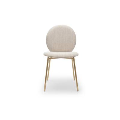 Roots chaise velours beige et pieds acier doré