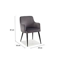 Dakota fauteuil en velours et en métal gris anthracite