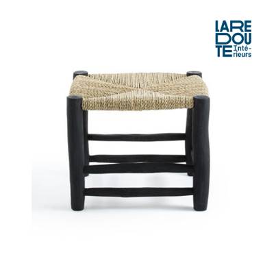 Hali tabouret tressé en bois noir