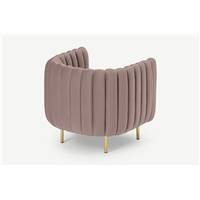 Helma fauteuil en velours rose perle