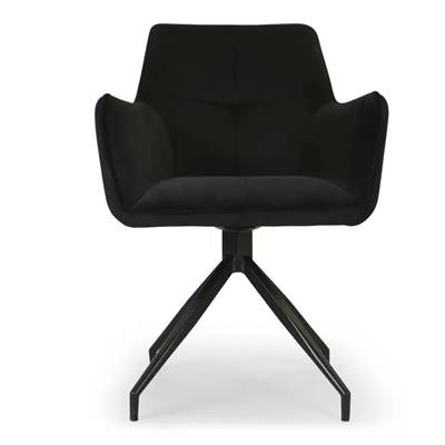 Olivier chaise de bureau velours nuit noir et métal noir