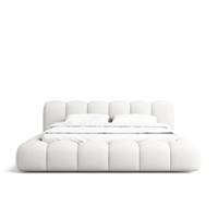 Cotton lit 180x200 avec rangement en tissu texturé blanc