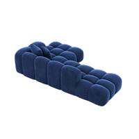 Cotton canapé salon angle gauche en velours bleu foncé
