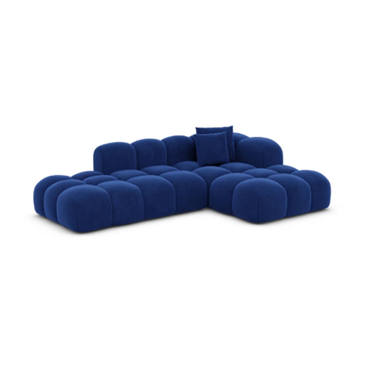 Cotton canapé salon angle droit en velours bleu foncé
