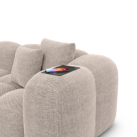 Cotton canapé d'angle droit avec chargeur et USB en tissu texturé beige