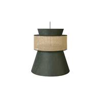 Nazli suspension XL velours vert et cannage rotin