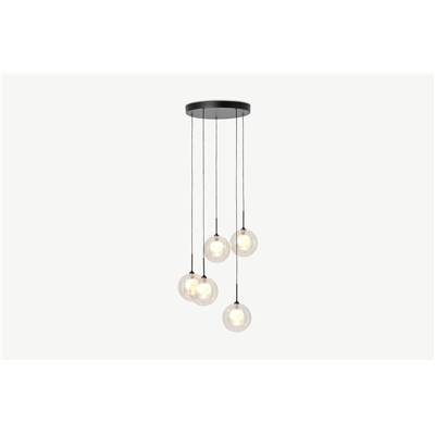 Masako lustre LED 5 ampoules verre champagne et opale