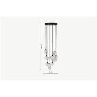 Masako grand lustre LED 10 ampoules noir et verre fumé