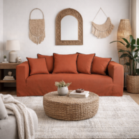 Sofia canapé 3 places en lin froissé terracotta