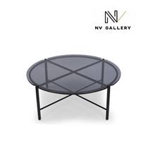 Adam table basse verre fum et mtal noir 90