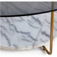 Manisa table basse marbre blanc et verrre
