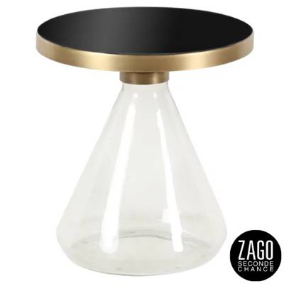 Enzo table basse en verre et plateau en laiton antique