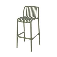 Lumi chaise de bar d'extérieur en plastique vert kaki H76cm