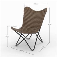Nybron fauteuil papillon en cuir patiné marron