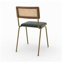 Natsu chaise en cuir vert et cannage