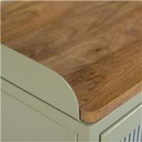 Athezza table de chevet 1 porte en métal, verre et bois de manguier vert
